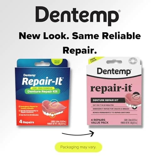 Dentemp Repair-It Advanced Formula Denture Repair Kit 2 Pack (6 Count Total) | Fix Broken Dentures, Mend Cracks, Replace Loose Teeth thumbnail 2