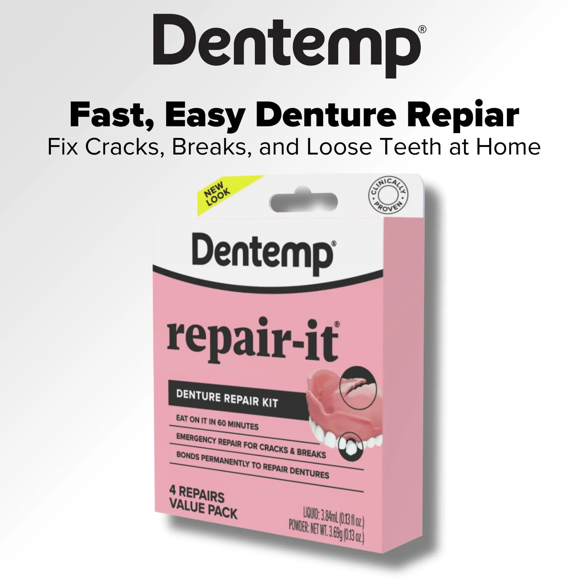Dentemp Repair-It Advanced Formula Denture Repair Kit 2 Pack (6 Count Total) | Fix Broken Dentures, Mend Cracks, Replace Loose Teeth - view 3