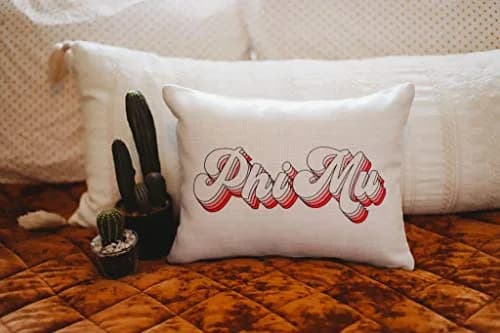 Sorority Shop Phi Mu Lumbar Pillow 12" x 16" (30cm x 40cm) | Retro Design for Sisterhood Pride thumbnail 2