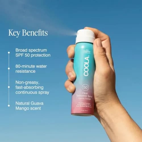 COOLA Clear Sunscreen Spray SPF 50 | Organic, Water-Resistant, Guava Mango Scent, 2 fl oz thumbnail 2