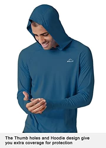 Willit Men's UPF 50+ Sun Hoodie Shirt Long Sleeve Ocean Blue L thumbnail 2