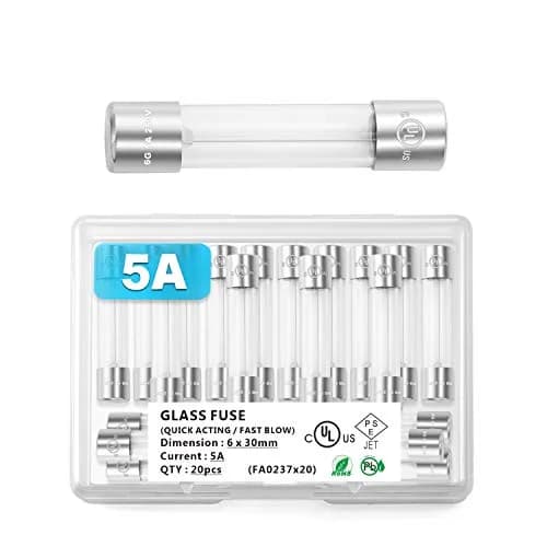 CHANZON 250V 20pcs UL Listed 6x30mm 5A Fast Blow Glass Fuses | Protects Electrical Devices thumbnail 2