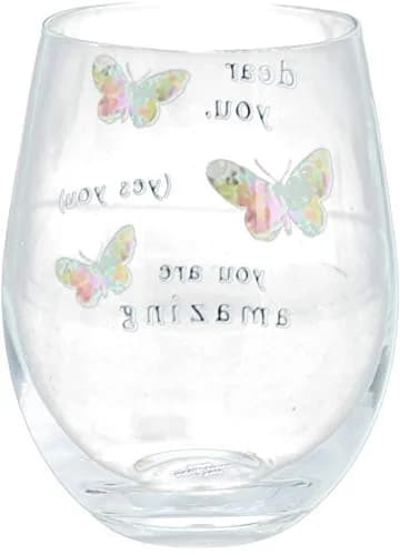 Pavilion Gift Company Dear You (Yes You) You Are Amazing Rainbow Butterfly 266ml (8 Oz) Stemless Wine Glass | Gift for Friends thumbnail 5