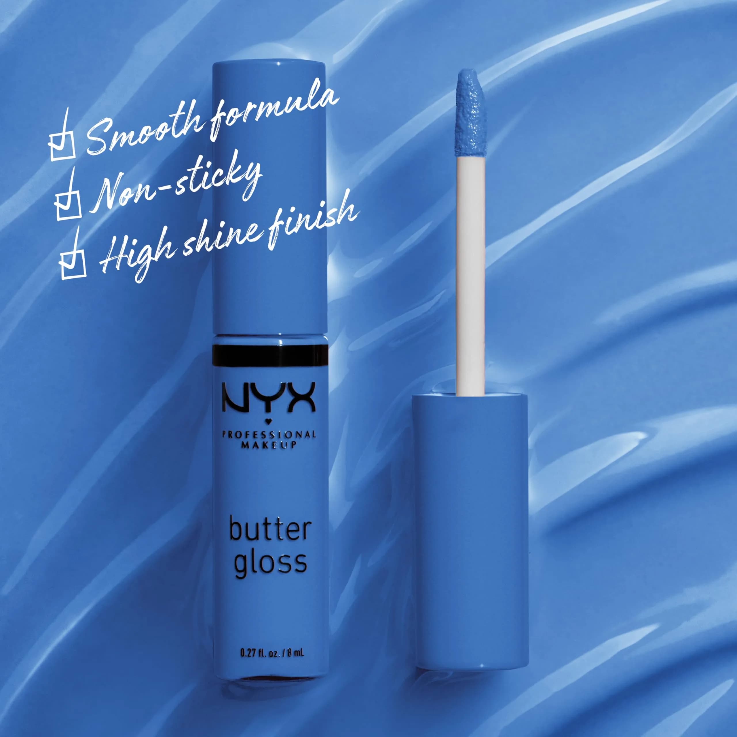 NYX PROFESSIONAL MAKEUP Butter Gloss Lip Gloss - Blueberry Tart (Periwinkle Blue) 7.9ml (0.27 Fl Oz) | Non-Sticky & Buildable Color - view 2