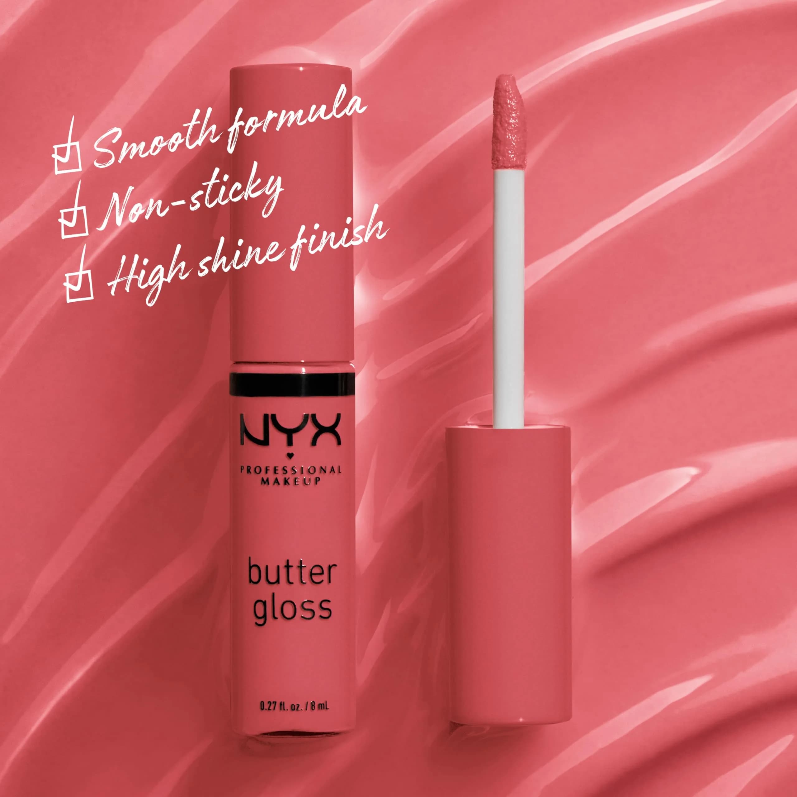 NYX PROFESSIONAL MAKEUP Butter Gloss Lip Gloss - Sorbet (Vibrant Coral) 8ml (0.27 Fl Oz) | Sheer to Medium Coverage - view 2