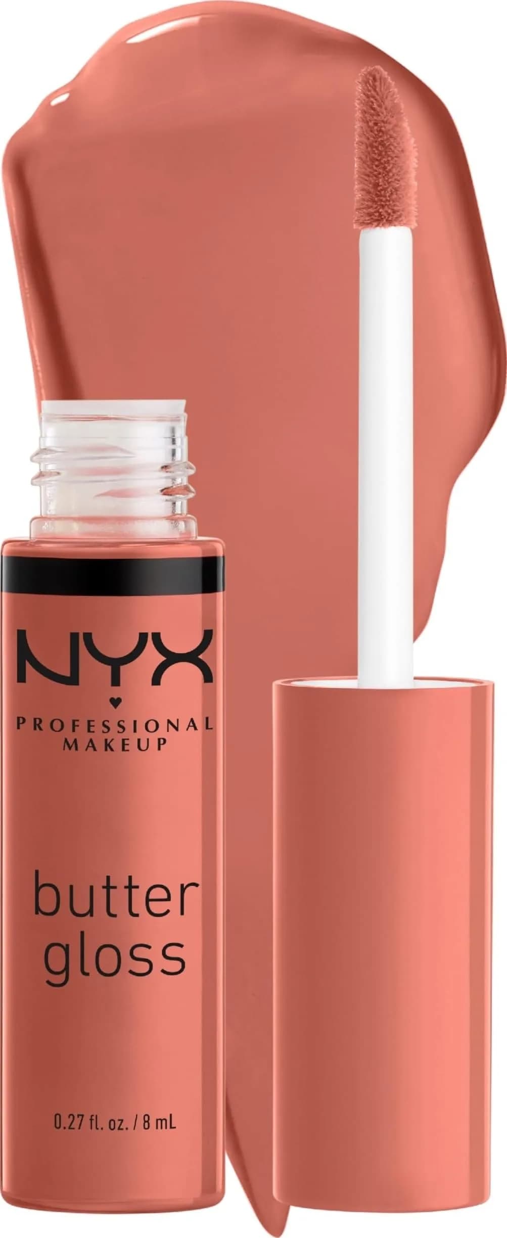 NYX PROFESSIONAL MAKEUP Butter Gloss Lip Gloss, Bit Of Honey (Peach Nude) 8ml (0.27 Fl Oz) | Non-Sticky & Silky Smooth - main product image