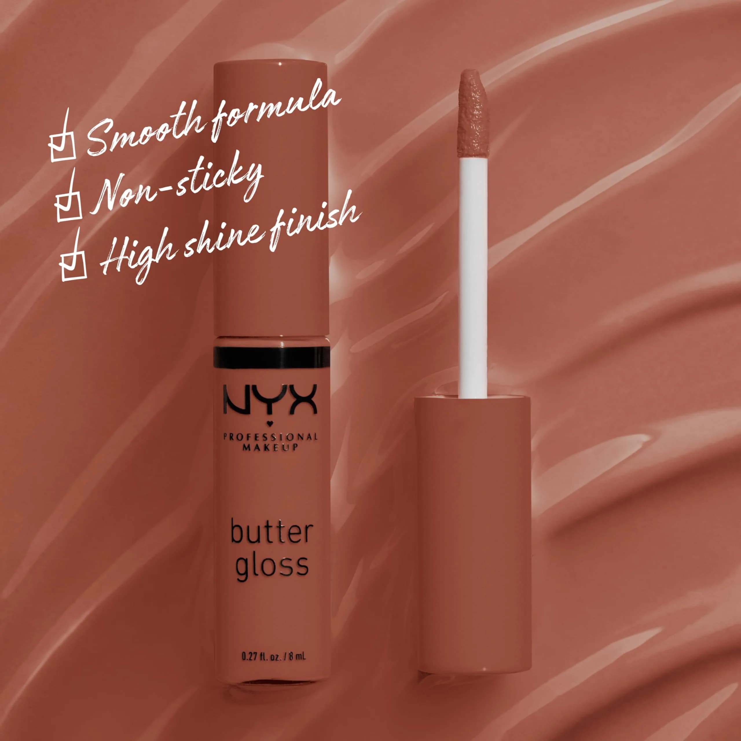 NYX PROFESSIONAL MAKEUP Butter Gloss Lip Gloss, Bit Of Honey (Peach Nude) 8ml (0.27 Fl Oz) | Non-Sticky & Silky Smooth - view 2