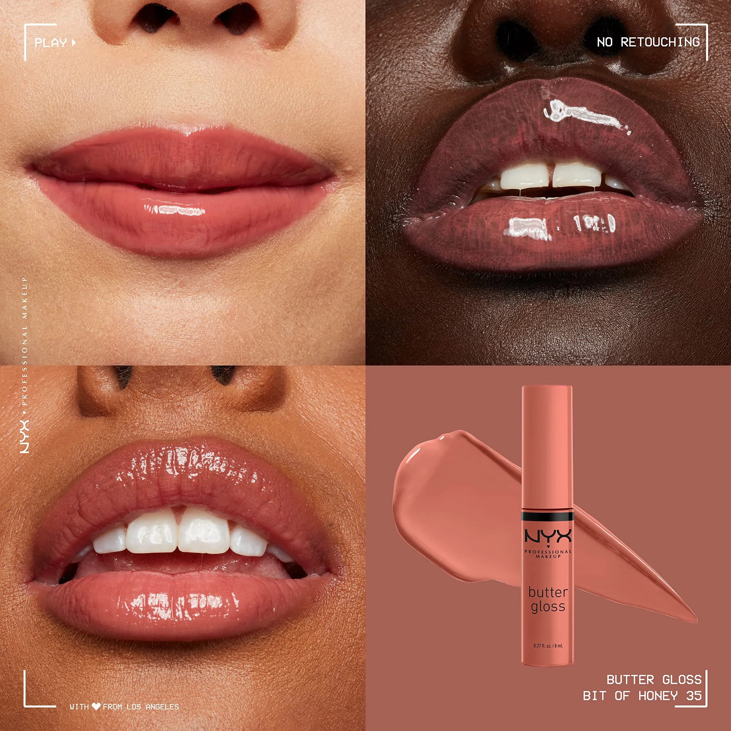 NYX PROFESSIONAL MAKEUP Butter Gloss Lip Gloss, Bit Of Honey (Peach Nude) 8ml (0.27 Fl Oz) | Non-Sticky & Silky Smooth - view 3