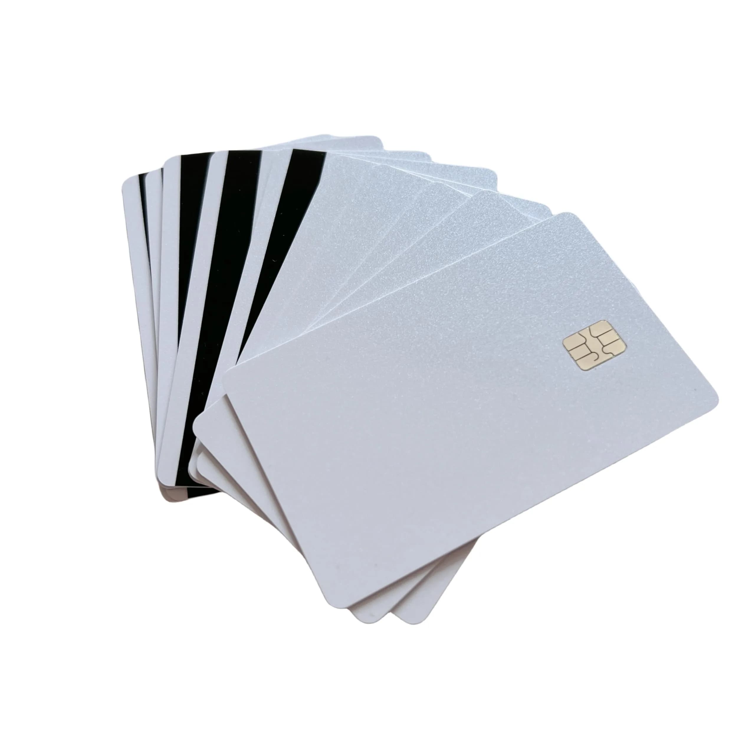 XFQUIJ SLE4442 Chip Smart Contact IC Cards with Magnetic Stripe PVC Blank Card 10pcs | Pearl White Background, 85.6mm x 54mm x 0.8mm - main product image