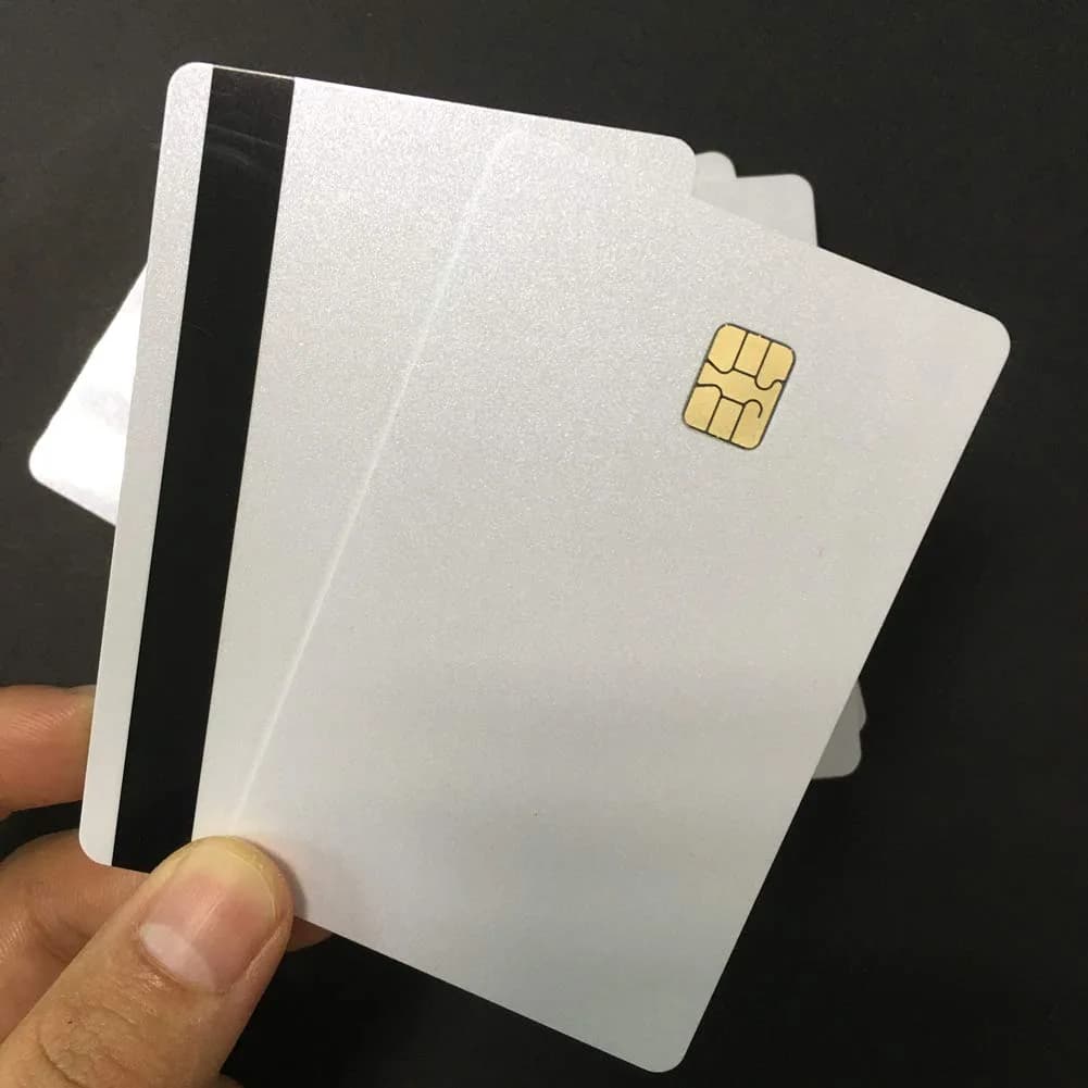 XFQUIJ SLE4442 Chip Smart Contact IC Cards with Magnetic Stripe PVC Blank Card 10pcs | Pearl White Background, 85.6mm x 54mm x 0.8mm - view 4
