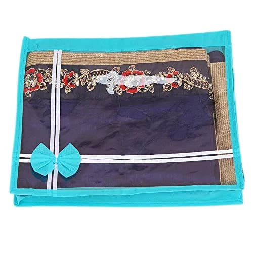 KANUSHI Set Of 6 Flower Design Transparent Saree Covers 39.37cm (15.5in) | Protects Sarees From Dust & Moisture thumbnail 4