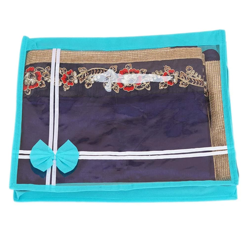 KANUSHI Set Of 6 Flower Design Transparent Saree Covers 39.37cm (15.5in) | Protects Sarees From Dust & Moisture - view 4