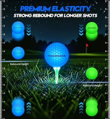 THIODOON Glow in The Dark Golf Balls Light up LED Golf Balls Night Golf Gift Sets for Men Kids Women 6 Pack (6 Colors in one) | Bright Night Play thumbnail 5