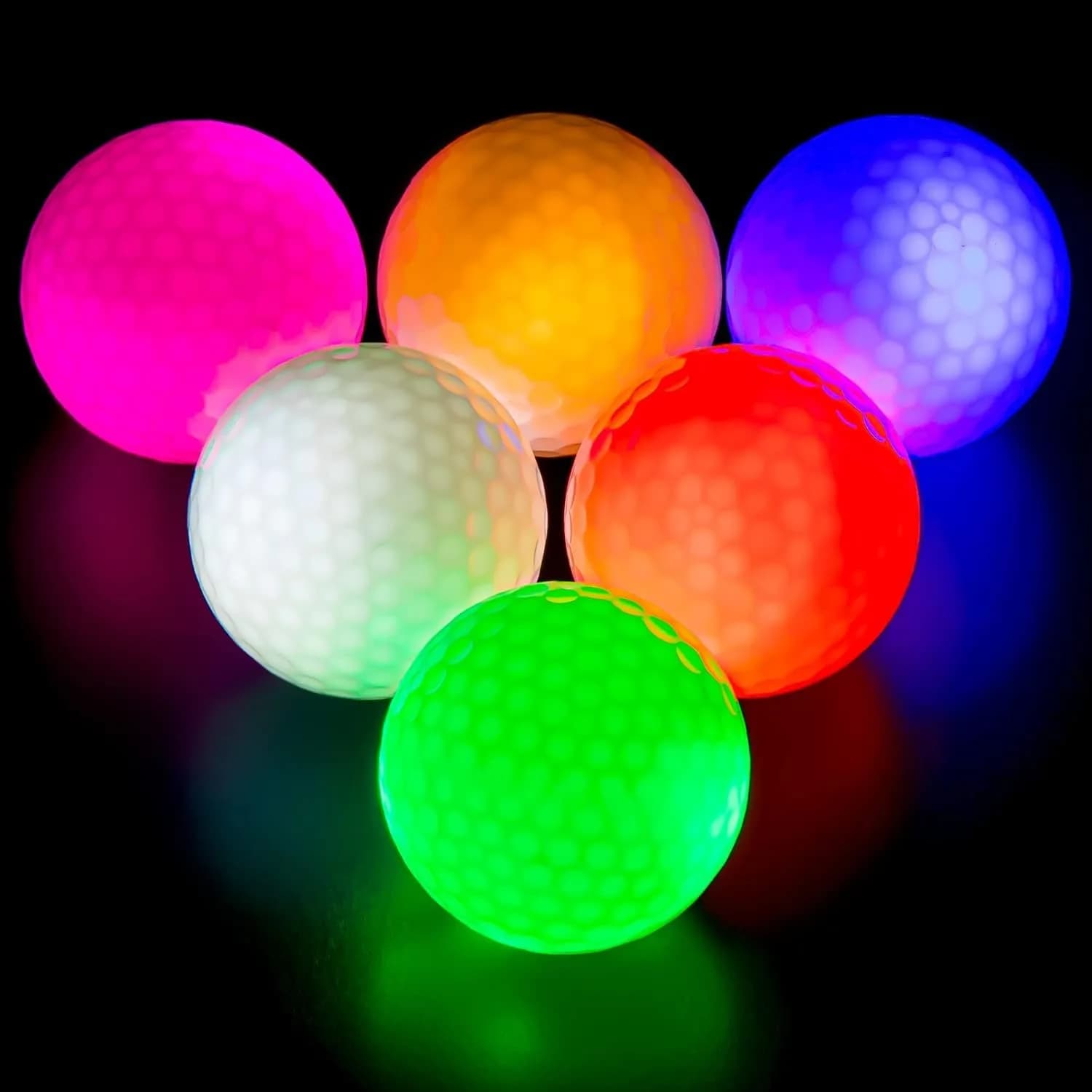 THIODOON Glow in The Dark Golf Balls Light up LED Golf Balls Night Golf Gift Sets for Men Kids Women 6 Pack (6 Colors in one) | Bright Night Play