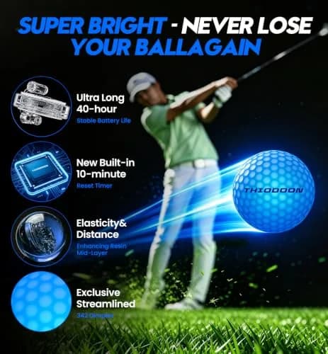 THIODOON Glow in The Dark Golf Balls Light up LED Golf Balls Night Golf Gift Sets for Men Kids Women 6 Pack (6 Colors in one) | Bright Night Play thumbnail 3