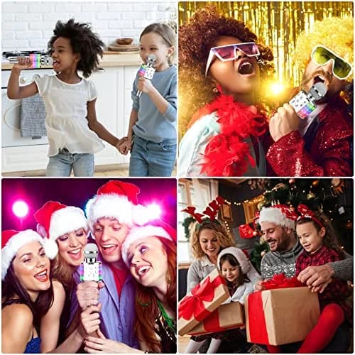BlueFire 4-in-1 Karaoke Wireless Microphone with LED Lights, Portable Microphone for Kids, Girls, Boys & Adults (Silver) | Rechargeable Bluetooth Speaker & Recorder thumbnail 8