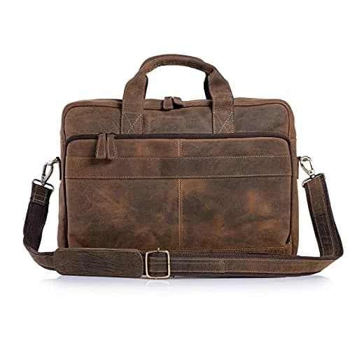 KomalC Leather Briefcase 16-inch Laptop Messenger Bag Satchel for Men & Women | Premium Buffalo Leather thumbnail 3