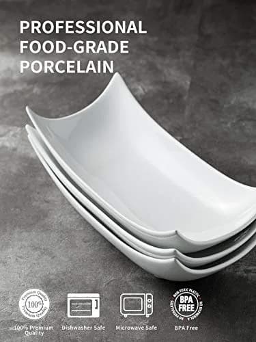 LAUCHUH Porcelain Serving Platter Set of 3 | 31.5 cm (12.4 in) Curved Decorative Bowl Serving Trays for Appetizers & Entrees thumbnail 4