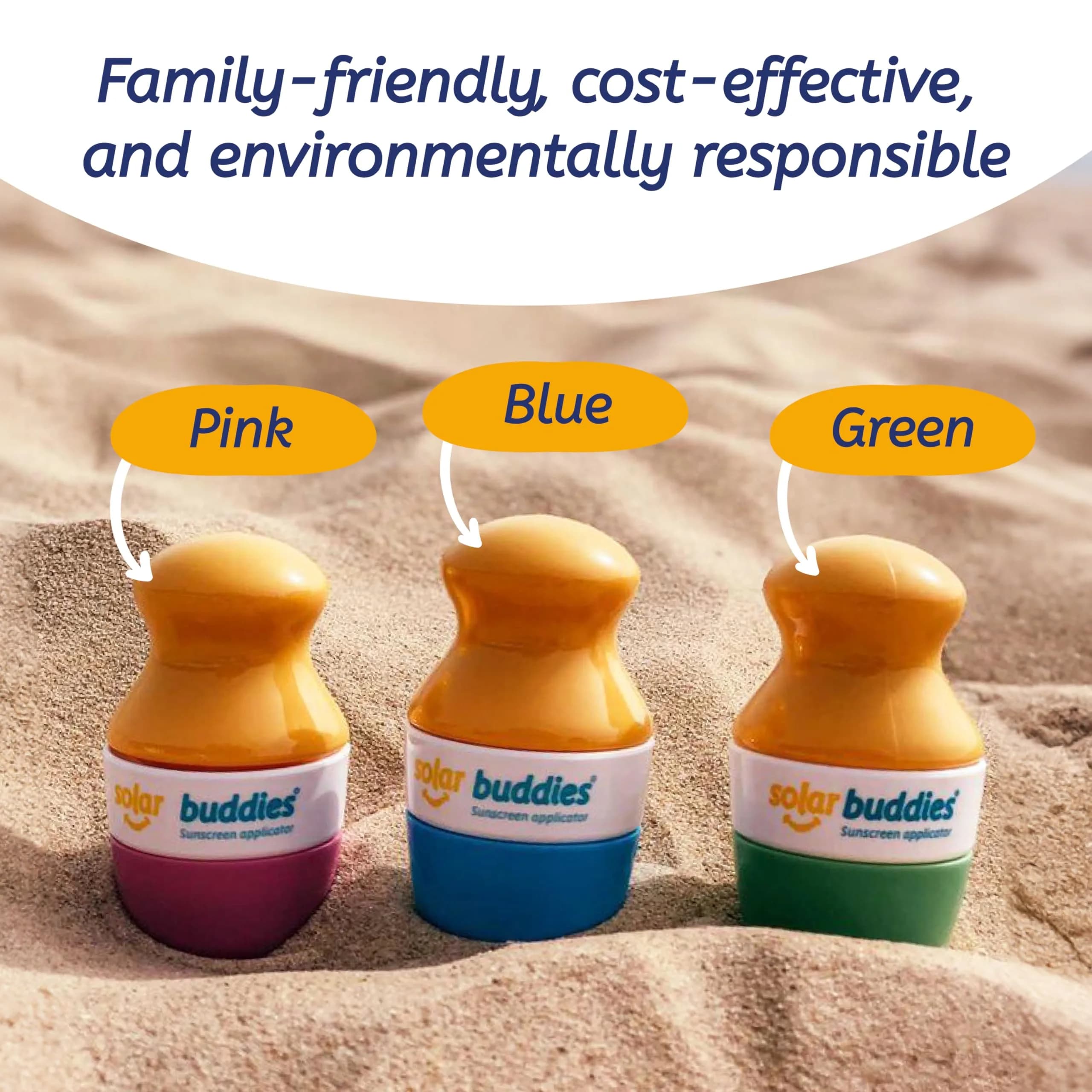 Solar Buddies Sunscreen Applicator - Green, 100ml (3.4 Fl Oz) | Refillable Roll-On Sponge for Kids & Adults - view 5
