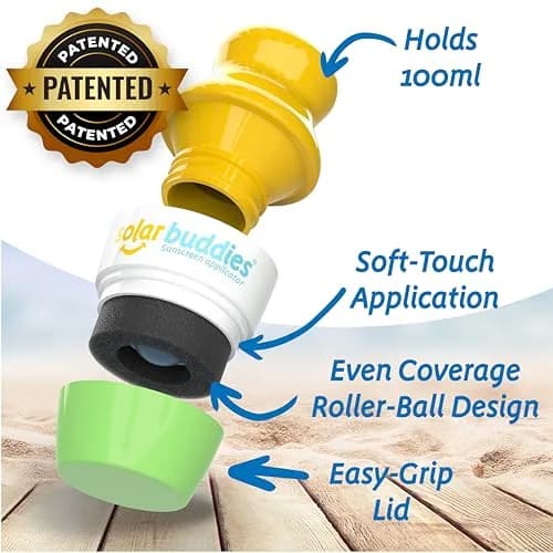 Solar Buddies Sunscreen Applicator - Green, 100ml (3.4 Fl Oz) | Refillable Roll-On Sponge for Kids & Adults thumbnail 2