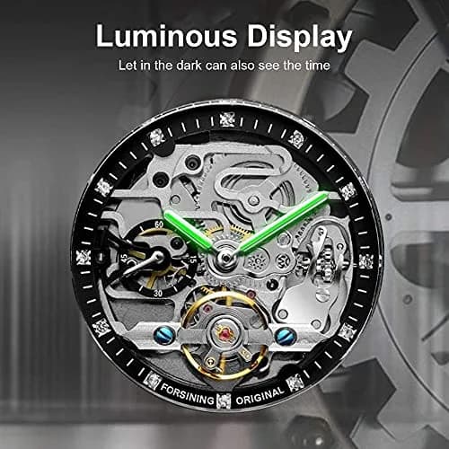 FANMIS Skeleton Automatic Watch 45mm Black Stainless Steel Bracelet | Luxury Men's Wristwatch thumbnail 6