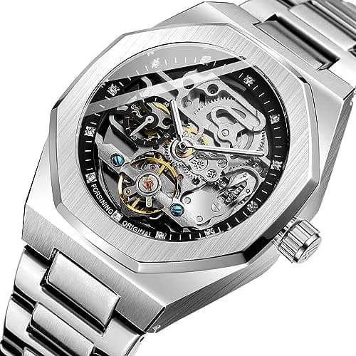 FANMIS Skeleton Automatic Watch for Men | 45mm Stainless Steel Case, Black Gold - view 2