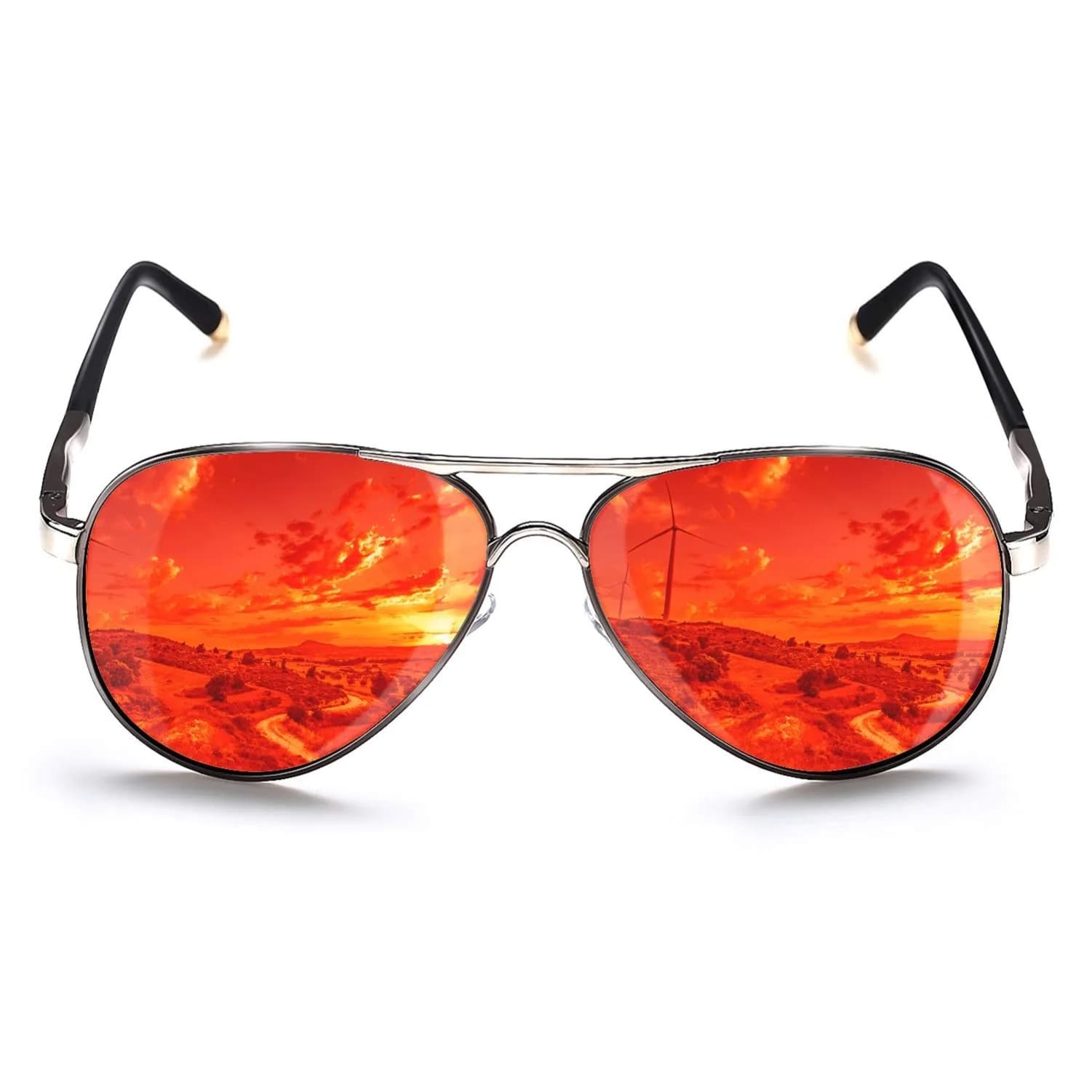 ROCKNIGHT Ruthenium-Red Polarized Aviator Sunglasses - UV400 Metal Frame for Men & Women - main product image