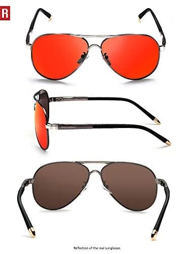 ROCKNIGHT Polarized Aviator Sunglasses Men Women UV400 Metal Frame Driving | Lightweight Metal Frame with Adjustable Nose Pads thumbnail 5