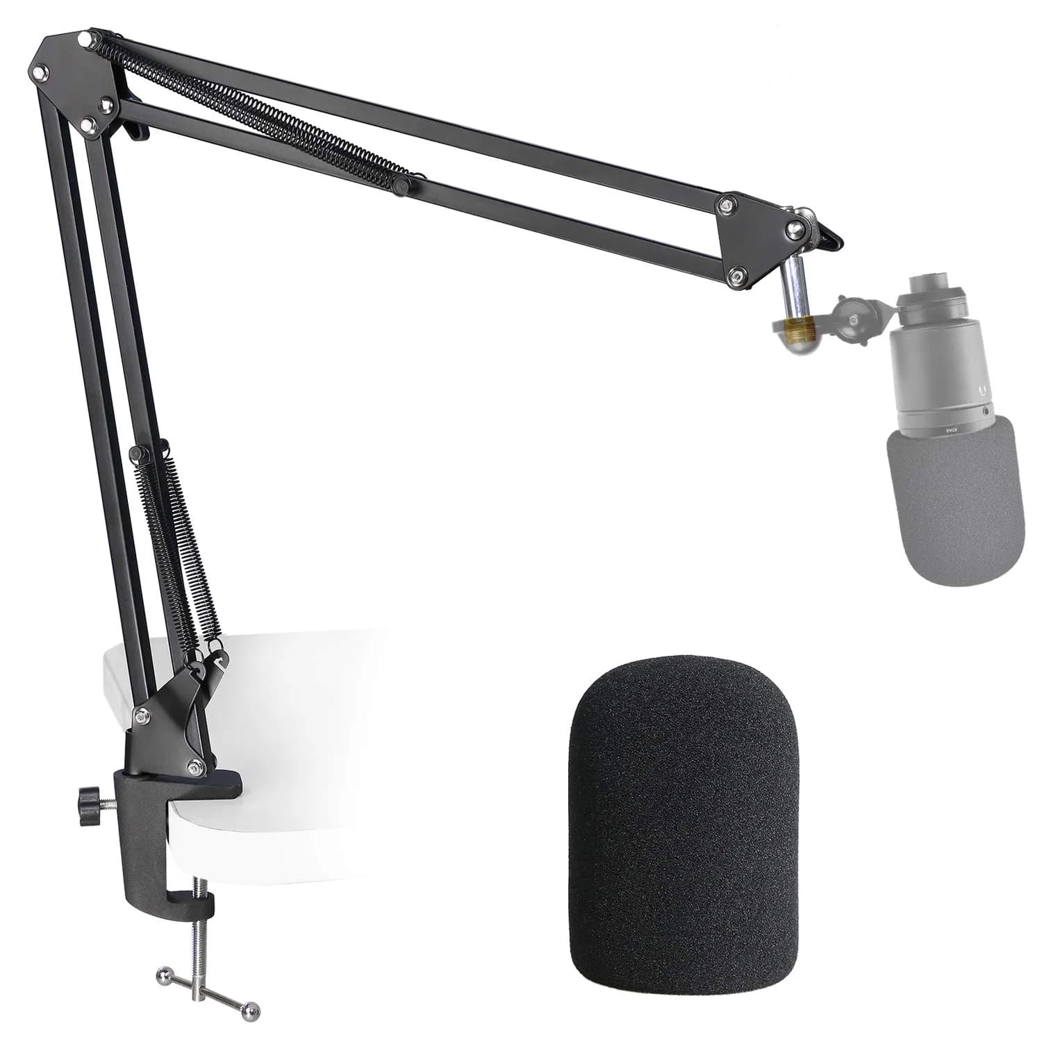 YOUSHARES AT2020 Mic Stand 02 - Professional Boom Arm with Foam Windscreen for AT2020 USB Microphone - main product image