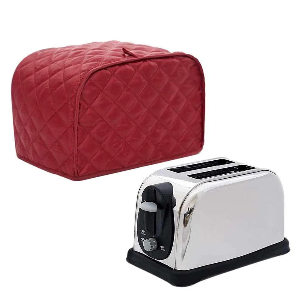 JOONOR Polyester Quilted Toaster Cover for Two Slice Toaster | Dust & Fingerprint Protection, Machine Washable, Red — Red
