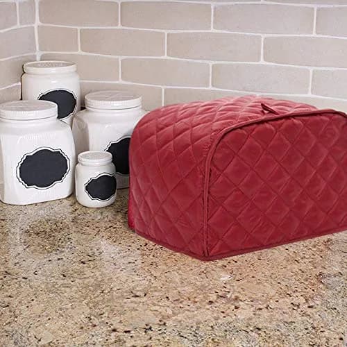 JOONOR Polyester Quilted Toaster Cover for Two Slice Toaster | Dust & Fingerprint Protection, Machine Washable, Red thumbnail 3