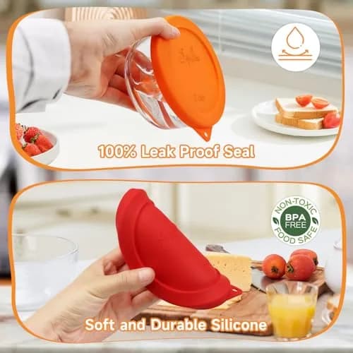 SOPHICO 2 Cup Silicone Lids Replacement for Pyrex & Anchor Hocking | Leakproof, Airtight, Dishwasher Safe thumbnail 4
