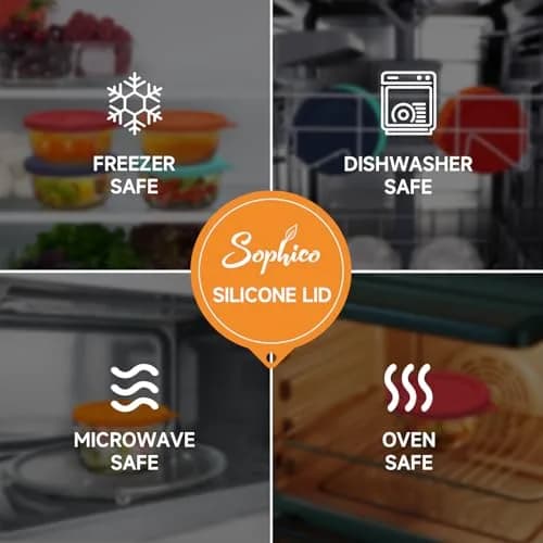 SOPHICO 2 Cup Silicone Lids Replacement for Pyrex & Anchor Hocking | Leakproof, Airtight, Dishwasher Safe thumbnail 5