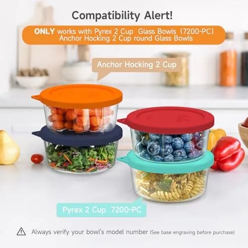 SOPHICO 2 Cup Silicone Lids Replacement for Pyrex & Anchor Hocking | Leakproof, Airtight, Dishwasher Safe thumbnail 2