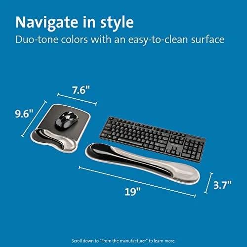 Kensington Mousepad and Wrist Rest, Gel Pillow, Gray, 9.6L x 7.6W inches | Ergonomic support for long hours thumbnail 2