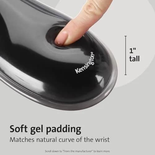 Kensington Mousepad and Wrist Rest, Gel Pillow, Gray, 9.6L x 7.6W inches | Ergonomic support for long hours thumbnail 3