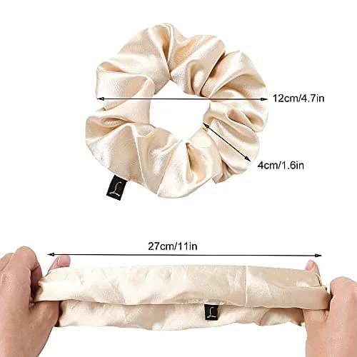 Ivyu Silk Satin Scrunchies for Women - Large Hair Ties for Thin & Thick Hair, 4-Count Pack thumbnail 2