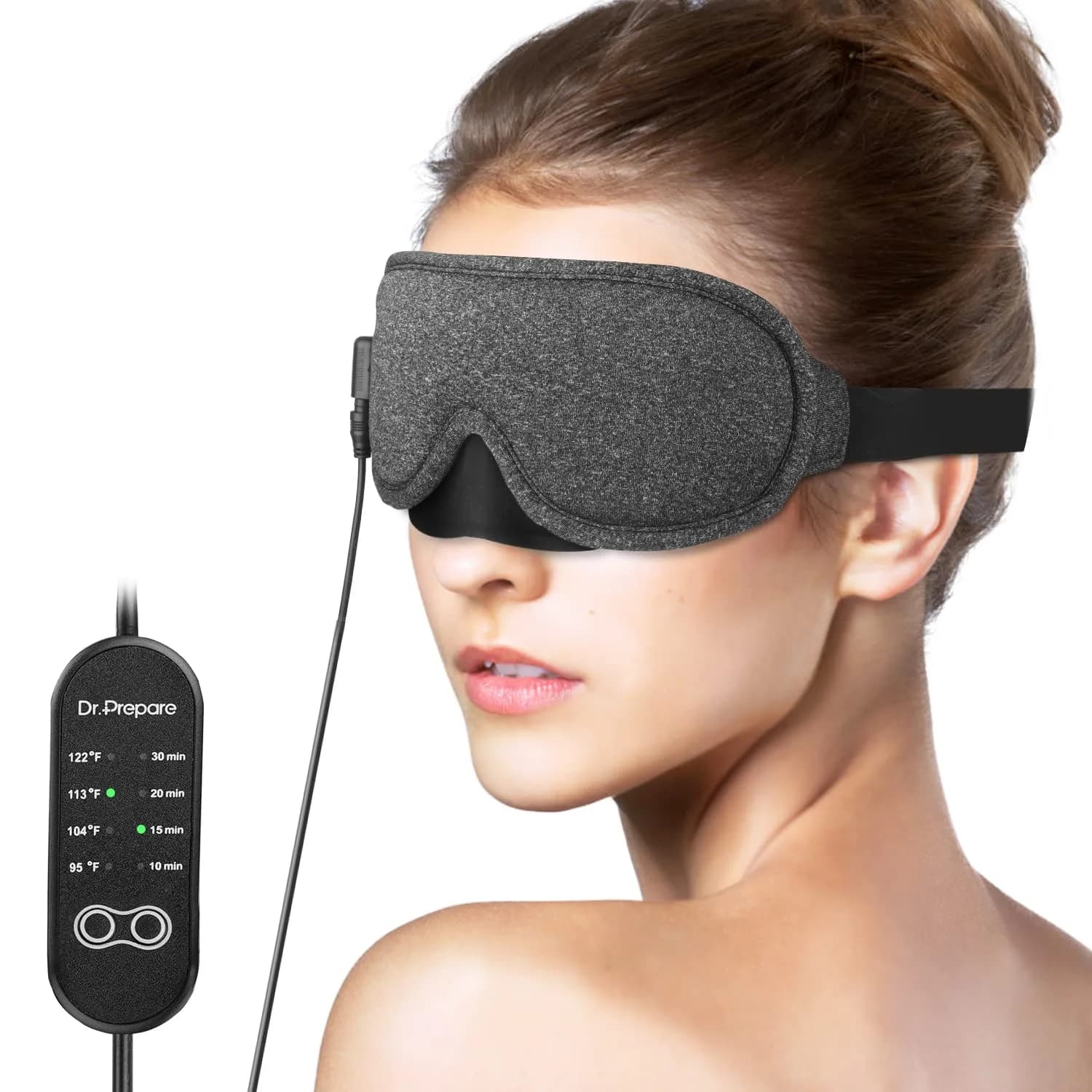 DR.PREPARE Heated Eye Mask with Temperature & Timer Control | USB Warm Compress for Dry Eyes, Sleep, Dark Circles, Puffy Eyes - main product image