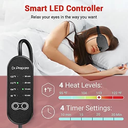 DR.PREPARE Heated Eye Mask with Temperature & Timer Control | USB Warm Compress for Dry Eyes, Sleep, Dark Circles, Puffy Eyes thumbnail 3