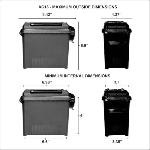 MTM AC15-35 Mini Ammo Can with Water-Resistant Seal, Double Padlock Tabs, 12-Pound Capacity, 20.9cm (8.4") x 10.7cm (4.2") x 17.3cm (6.8") thumbnail 4