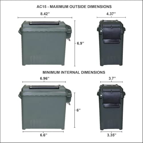 MTM AC15-72 Mini Ammo Can 0.29 kg (0.64 lb) | Water-Resistant Seal, Padlock Tabs, USA Made thumbnail 5