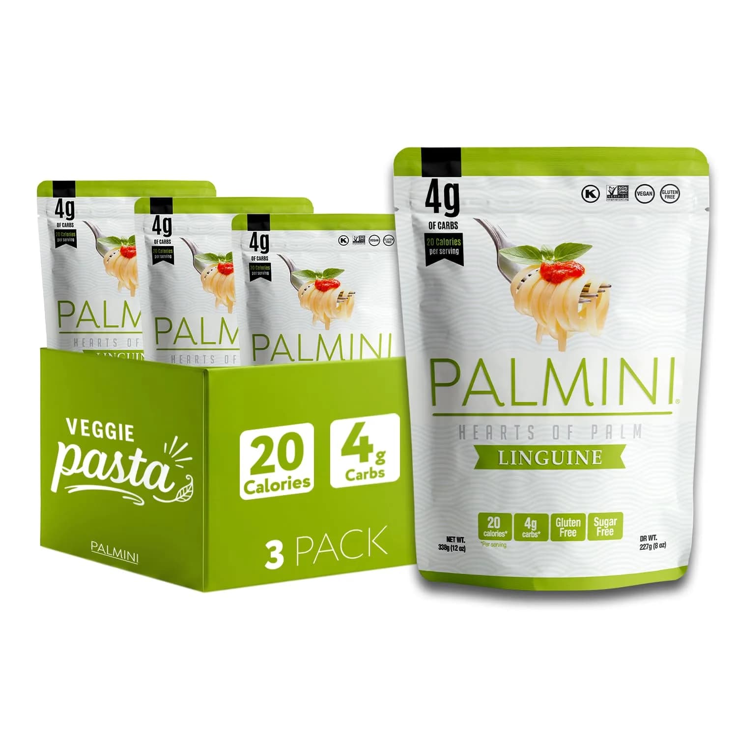Palmini Linguine Hearts of Palm Pasta | Low Carb, Keto, Gluten Free, Vegan, Non-GMO (12oz Pack of 3)