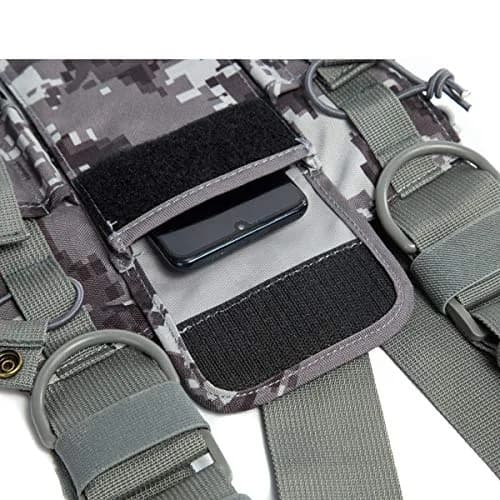 LUITON Radio Shoulder Holster Chest Harness Holder Vest for Two Way Radio | Adjustable Nylon Carry Case with Front Pouches (Camo) thumbnail 7