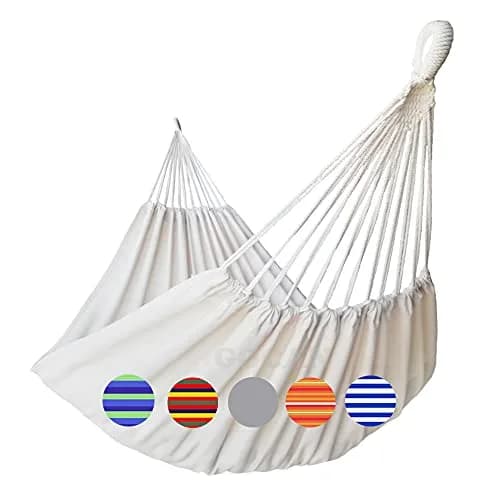 GOCAN Large Outdoor Hammock 220 x 150cm | Breathable Cotton Canvas for 1-2 Adults & Kids thumbnail 1