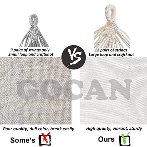 GOCAN Large Outdoor Hammock 220 x 150cm | Breathable Cotton Canvas for 1-2 Adults & Kids thumbnail 6