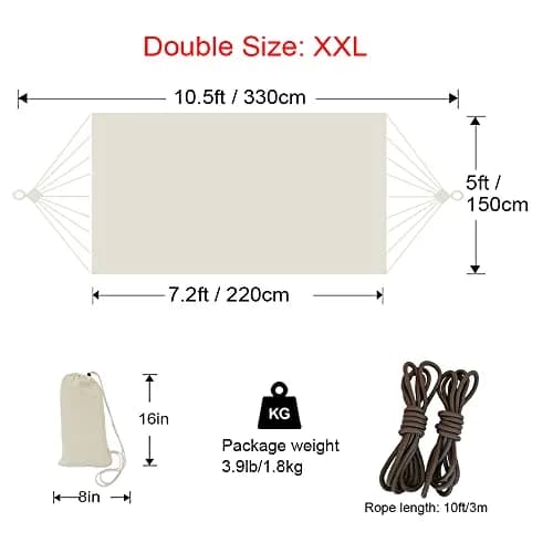GOCAN Large Outdoor Hammock 220 x 150cm | Breathable Cotton Canvas for 1-2 Adults & Kids thumbnail 2