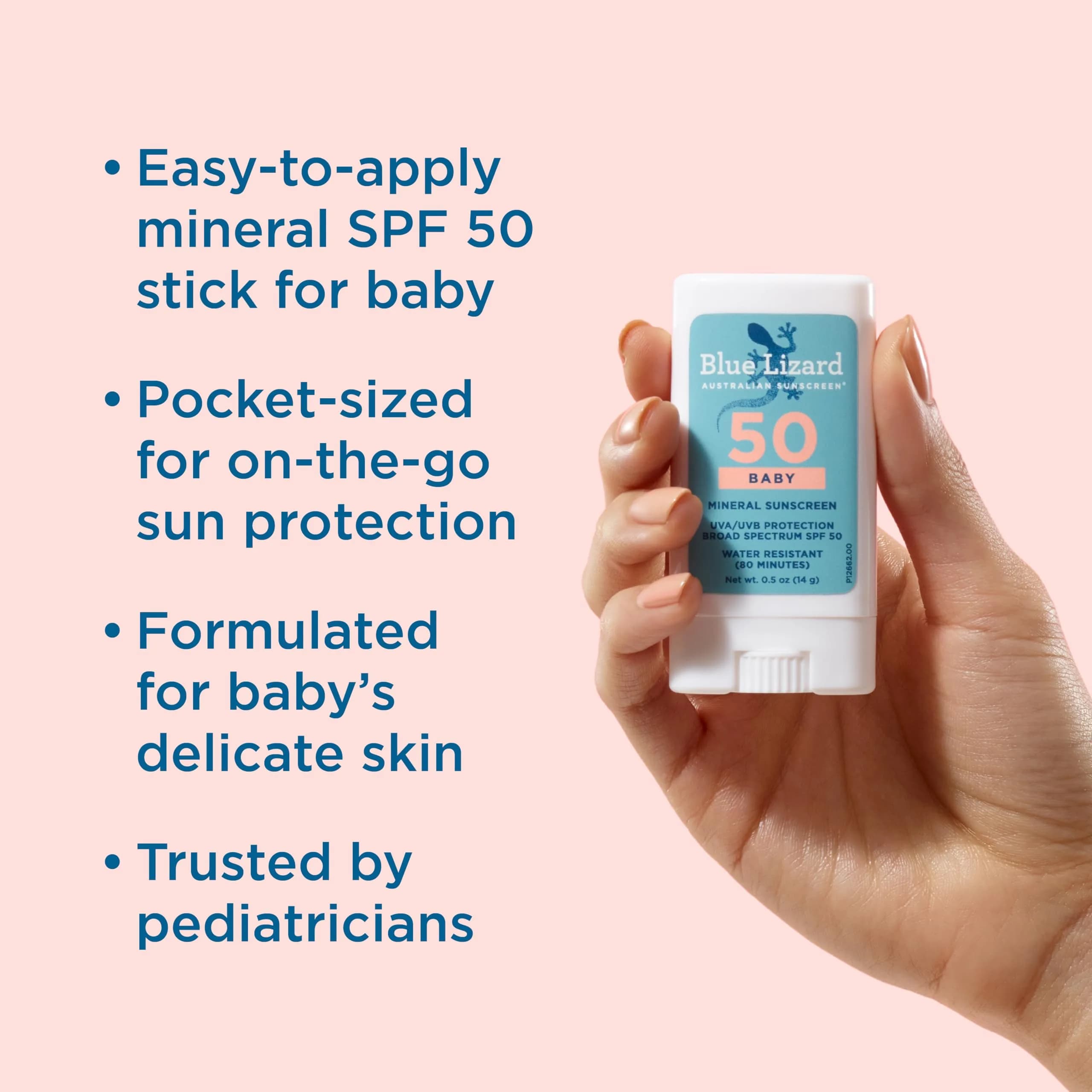Blue Lizard Baby Mineral Sunscreen Stick SPF 50+ 15ml (0.5 Fl Oz) | Zinc Oxide Sunscreen for Sensitive Skin - view 2