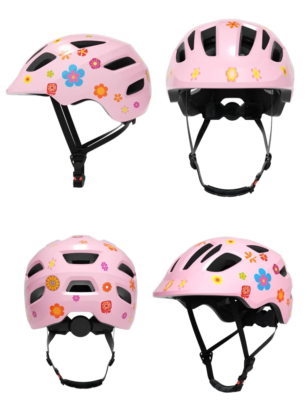XJD Pink Flowers X-Small Toddler Bike & Skateboard Helmet (46-51 cm) for Kids - view 2