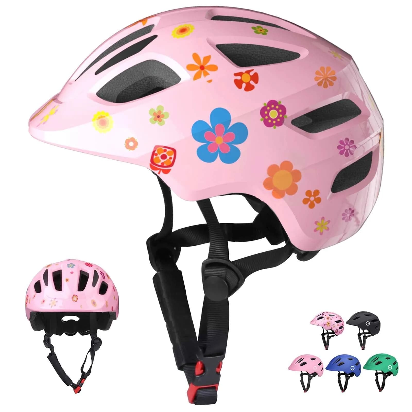 XJD Toddler Helmet Kids Bike Helmet Baby Multi-Sport Adjustable Skateboard Helmet for Kids Boys Girls Infant Lightweight Green X-Small 46-51 cm — Pink Flowers / X-Small: 18.11"-20.08" / 46-51 cm