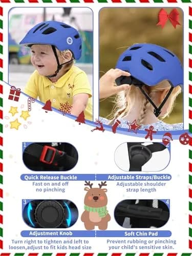 XJD Toddler Bike Helmet for Kids Boys Girls - Blue, Small (52-56 cm) thumbnail 3